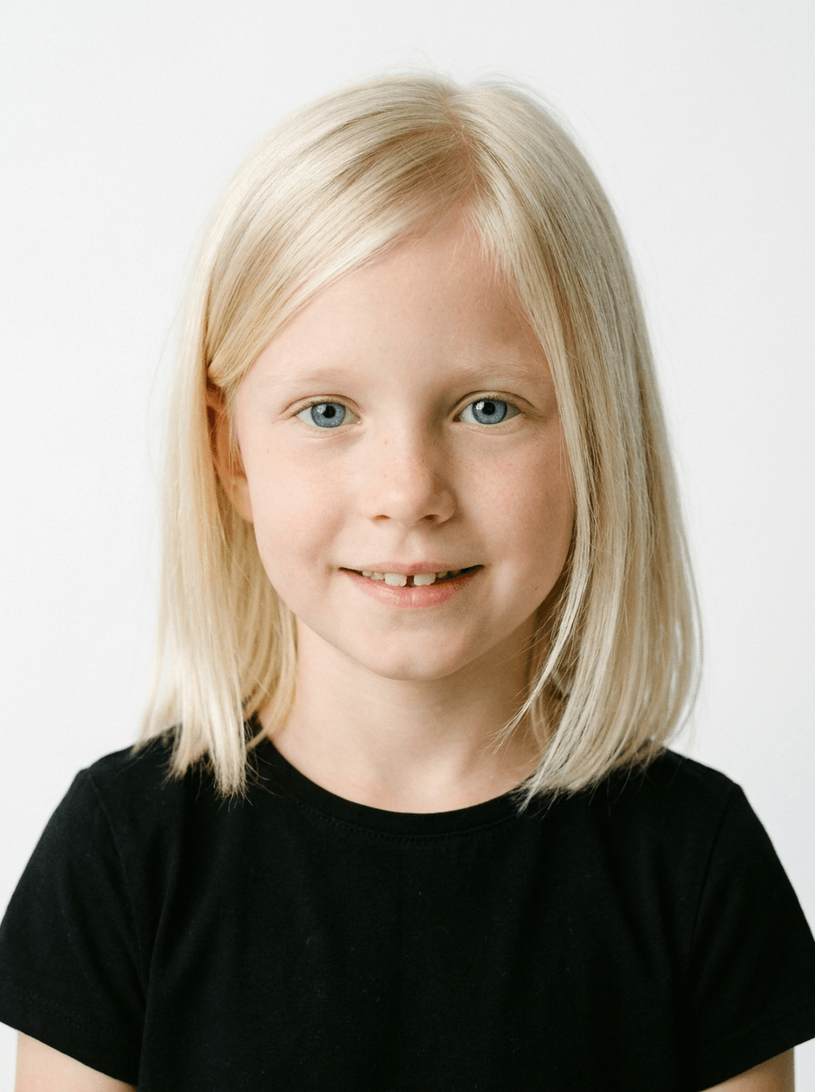 Kid girl with platinum blonde bob